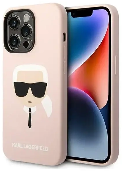 Karl Lagerfeld MagSafe Compatible Case Liquid Silicone Karl Head for iPhone 14 Pro Max Pink