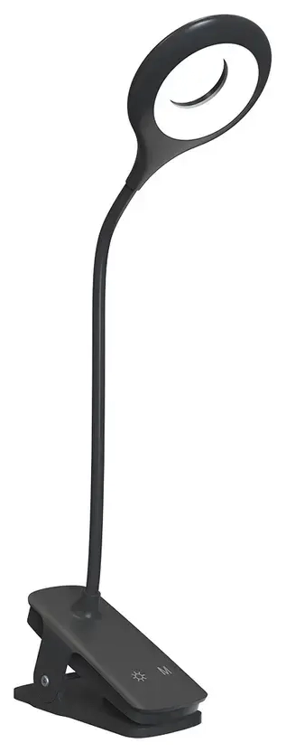 Mini Wozinsky bezvadu LED lasīšanas lampa ar klipsi + USB-C kabelis — melna