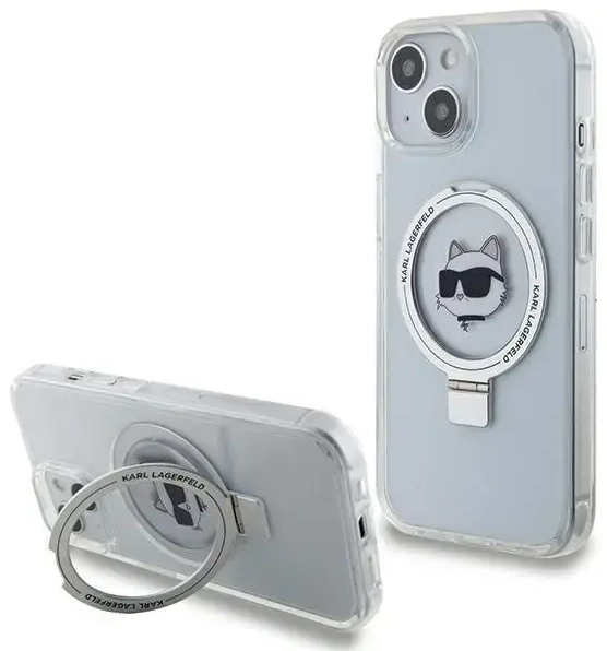 Karl Lagerfeld KLHMP15SHMRSCHH iPhone 15 | 14 | 13 6.1" biały|white hardcase Ring Stand Choupette Head MagSafe