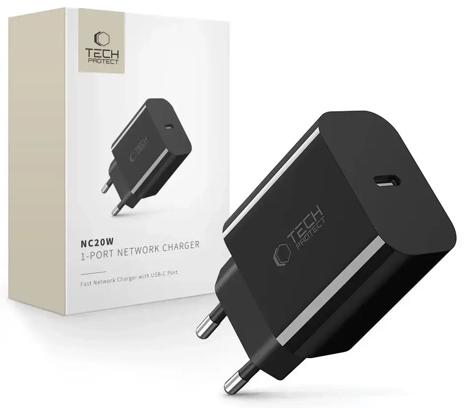 Tech-Protect NC20W tīkla lādētājs | 20W | PD20W | USB-C | melns