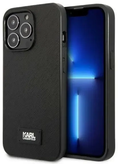 Karl Lagerfeld Saffiano Plaque Case for iPhone 13 Pro Black