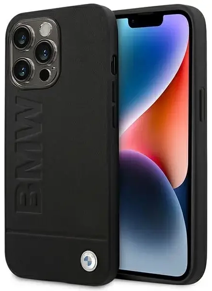 BMW Leather Hot Stamp Case for iPhone 14 Pro Black