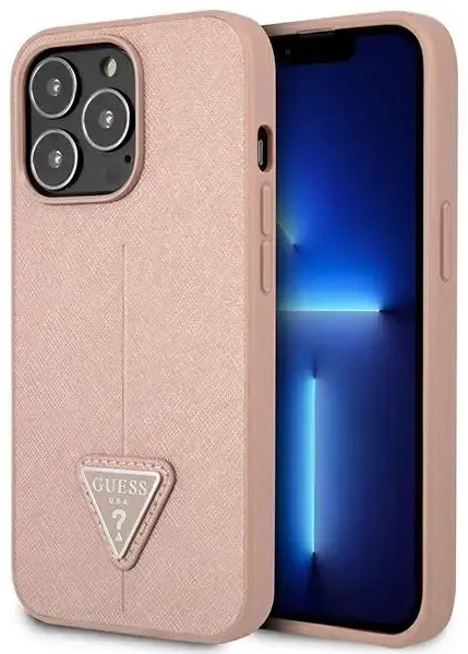 Guess GUHCP14XPSATLP iPhone 14 Pro Max 6,7" różowy|pink hardcase SaffianoTriangle Logo