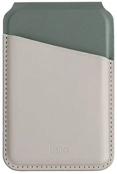 UNIQ Lyden DS magnetyczny portfel RFID i stojak na telefon beżowo-zielony|ivory-lichen green