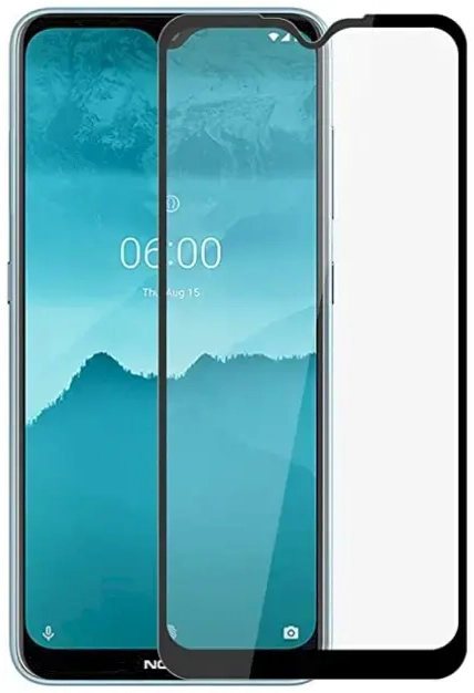 Fusion Full Glue 5D Tempered Glass Aizsargstikls Pilnam Ekrānam Nokia 2.3 Melns