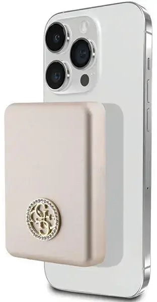 Guess 4G Strassed Metal Logo ārējais akumulators (powerbank) | 5 000 mAh | 15W | MagSafe | zelta krāsā