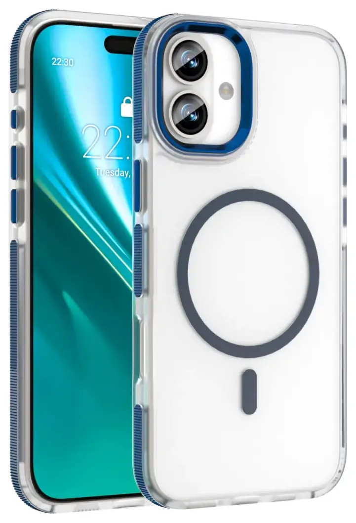 Etteri Icy Mag phone case with MagSafe support for iPhone 16 blue