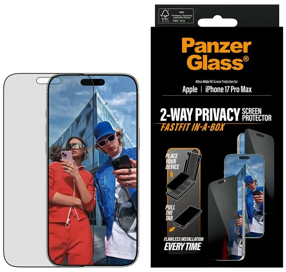 PanzerGlass Ultra-Wide Fit Fastfit Privacy Glass for iPhone 17 Pro Max
