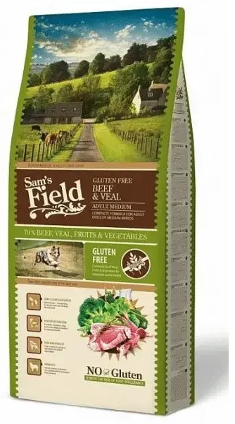 Sausa barība suņiem : Sams Field DOG GF Adult Medium Beef and Veal 13kg