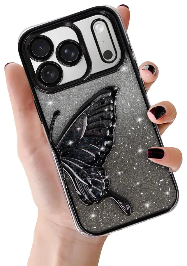 Tel Protect Butterfly Water telefono dėklas iPhone 17 Pro Max juodas