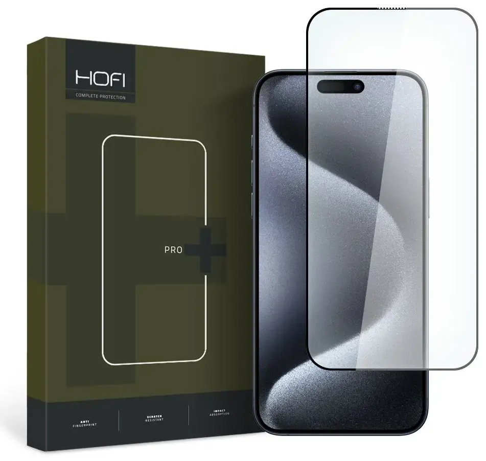 HOFI GLASS PRO+ ekrāna aizsargstikls iPhone 15 Pro melns