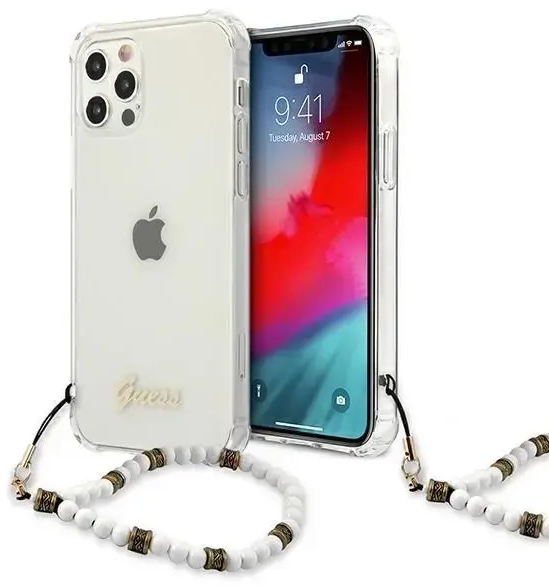 Guess GUHCP12MKPSWH iPhone 12|12 Pro 6.1" Transparent Hardcase White Pearl