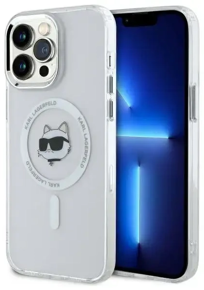 Karl Lagerfeld KLHMP13XHLSCHH iPhone 13   Pro Max 6.7" biały|white hardcase IML Metal Choupette Head MagSafe