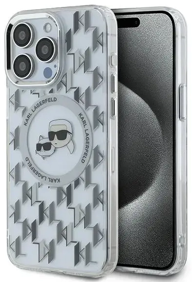 Karl Lagerfeld KLHMP15XHMCKMHT iPhone 15 Pro Max 6.7" przezroczysty|transparent IML Monogram Karl&Choupette Head MagSafe