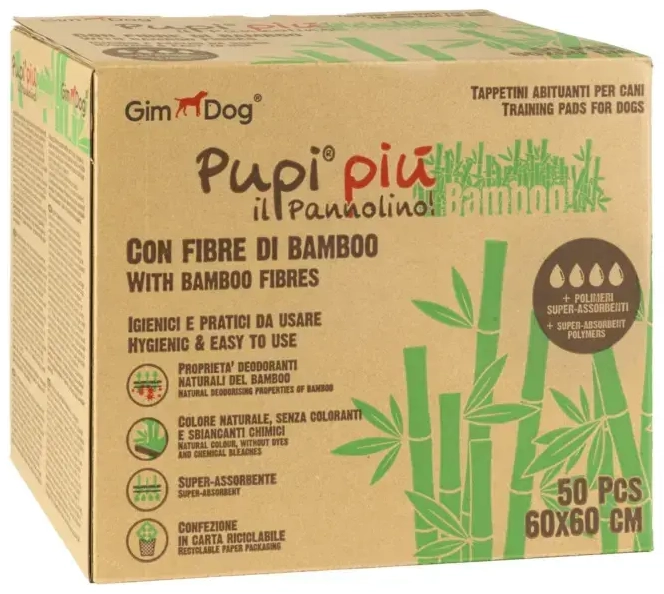 Впитывающие подушечки - Gim Dog TRAINING PAD PUPI PIU BAMBOO 60x60cm 50pcs