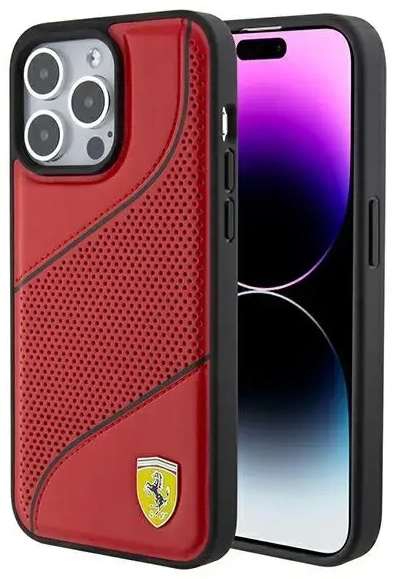 Ferrari FEHCP15LPWAR iPhone 15 Pro 6.1" czerwony|red hardcase Perforated Waves Metal Logo