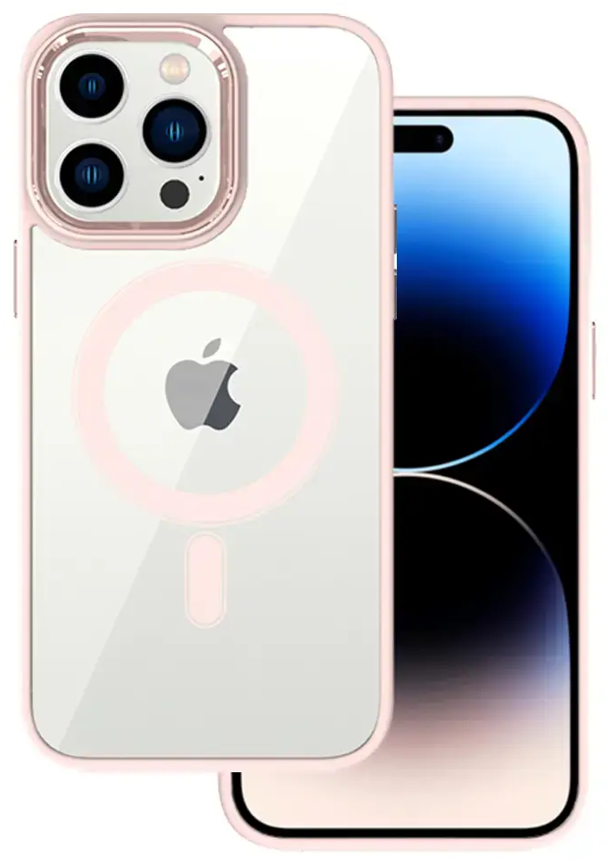 Tel Protect Magnetic Clear telefono dėklas su MagSafe palaikymu iPhone 11 Pro rožinis