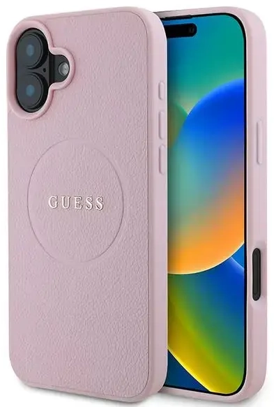 Guess GUHMP16MPGHSMMP iPhone 16 Plus 6.7" różowy|pink hardcase Grained Gold Ring MagSafe