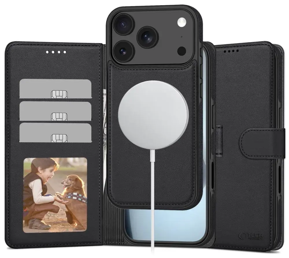 TECH-PROTECT WALLET book type phone case for iPhone 17 Pro black