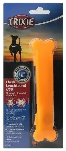 Atstarojošās kakla siksnas aksesuārs : Trixie Flash light band USB, for dogs, 15 × 2.5 cm, orange 
