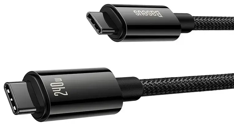 Baseus Tungsten Gold duomenų perdavimo ir įkrovimo laidas | USB-C į USB-C | 240W | 1m | juodas