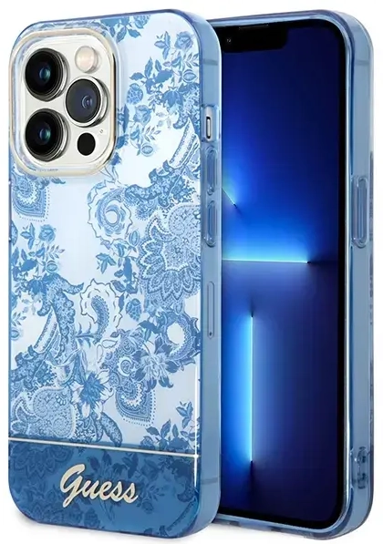 Guess GUHCP14LHGPLHB iPhone 14 Pro 6,1" niebieski|blue hardcase Porcelain Collection