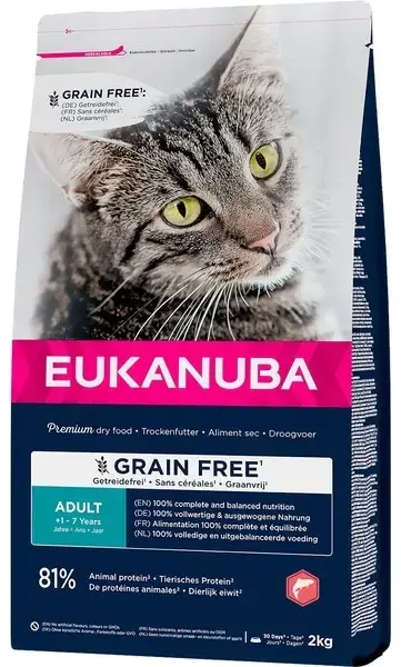 Kuivtoit kassidele - Eukanuba CAT Adult GRAIN FREE Salmon 2 kg