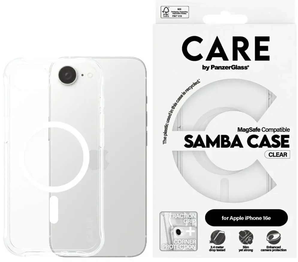 CARE by PanzerGlass Fashion MagSafe telefona maciņš priekš iPhone 16e caurspīdīgs