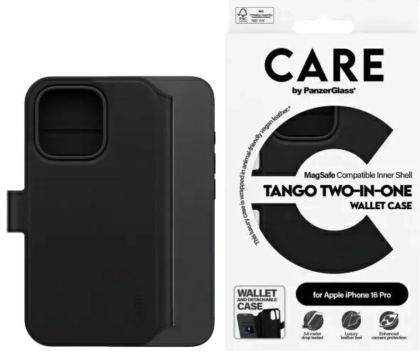 CARE by PanzerGlass Feature Tango 2in1    Wallet iPhone 16 Pro 6.3" MagSafe czarny|black 1330