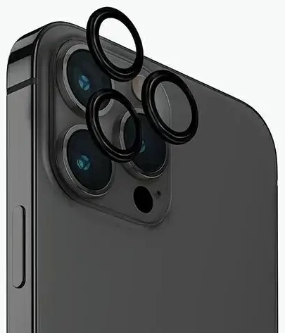 Uniq Optix Aluminum Camera Lens Protector for iPhone 15 Pro camera lens with applicator - black