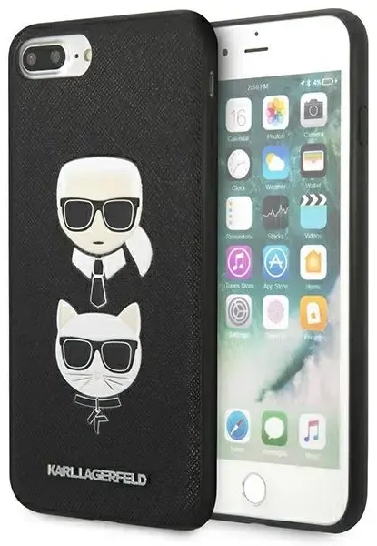 Karl Lagerfeld KLHCI8LSAKICKCBK iPhone 7 Plus | 8 Plus czarny|black hardcase Saffiano Karl&Choupette Head