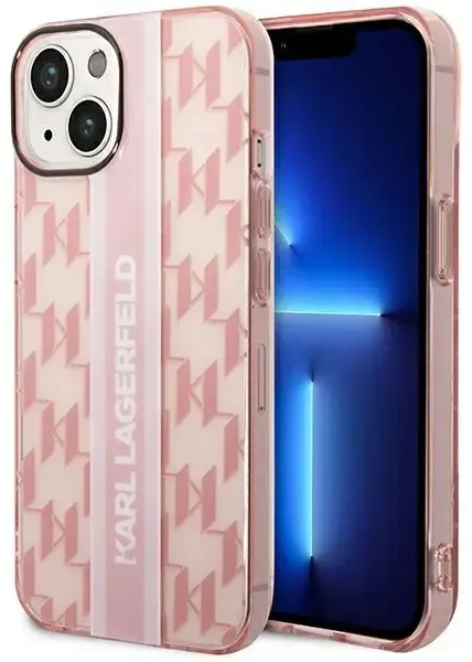 Karl Lagerfeld Monogram Vertical Stripe dėklas iPhone 14 Plus rožinis