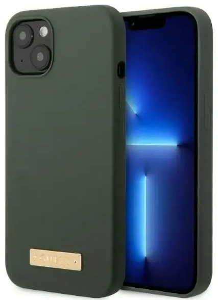 Guess GUHMP13MSBPLA iPhone 13 6,1" zielony|khaki hard case Silicone Logo Plate MagSafe