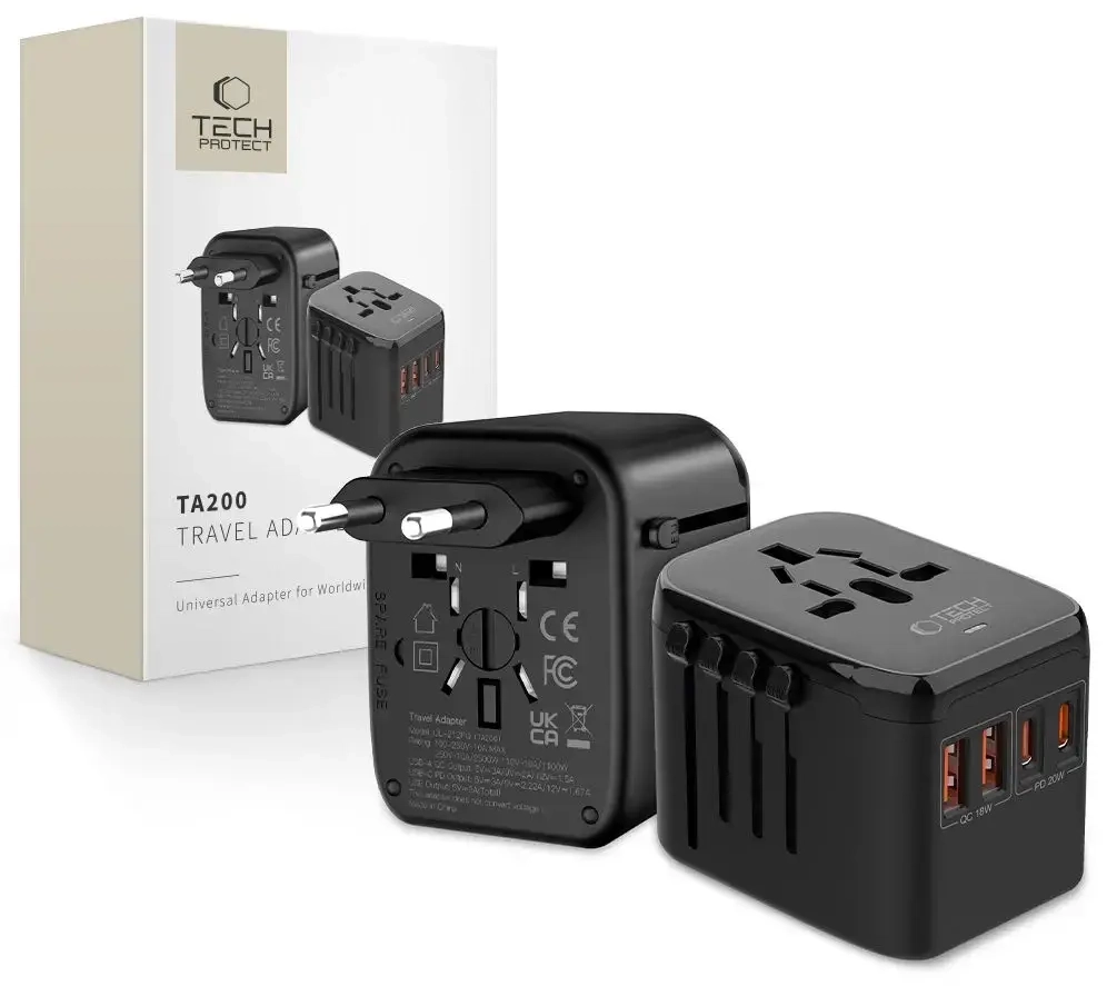 Tech-Protect TA200 EU | UK | US | AU adapter - black