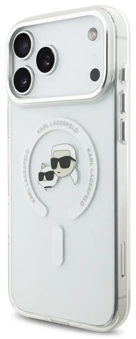 Karl Lagerfeld IML K&CH Heads Metal Frame MagSafe Case for iPhone 17 Pro Max Transparent