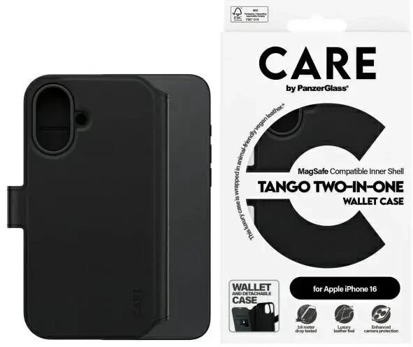 CARE by PanzerGlass Feature Tango 2in1    Wallet iPhone 16 6.1" MagSafe czarny|black 1329