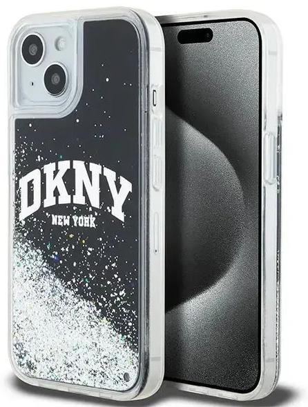 DKNY DKHCP14SLBNAEK iPhone 14 | 15 | 13 6.1" czarny|black hardcase Liquid Glitter Big Logo