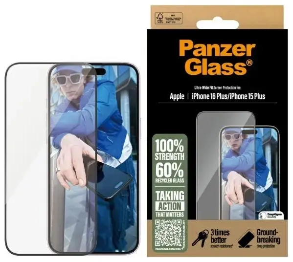 PanzerGlass Screen Protector iPhone 16 Plus 6.7" Ultra-Wide Fit 2863