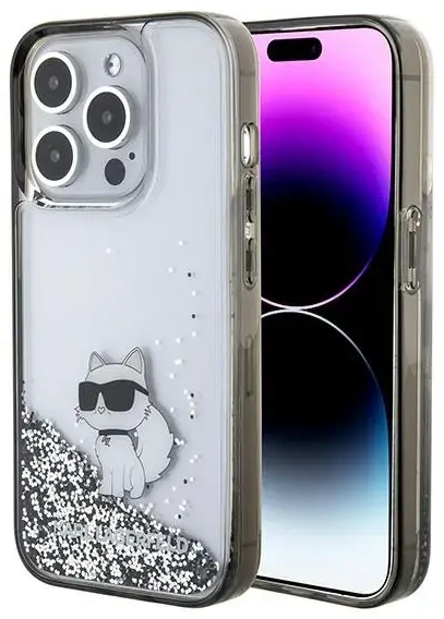 Karl Lagerfeld KLHCP15LLKCNSK iPhone 15 Pro 6.1" transparent hardcase Liquid Glitter Choupette