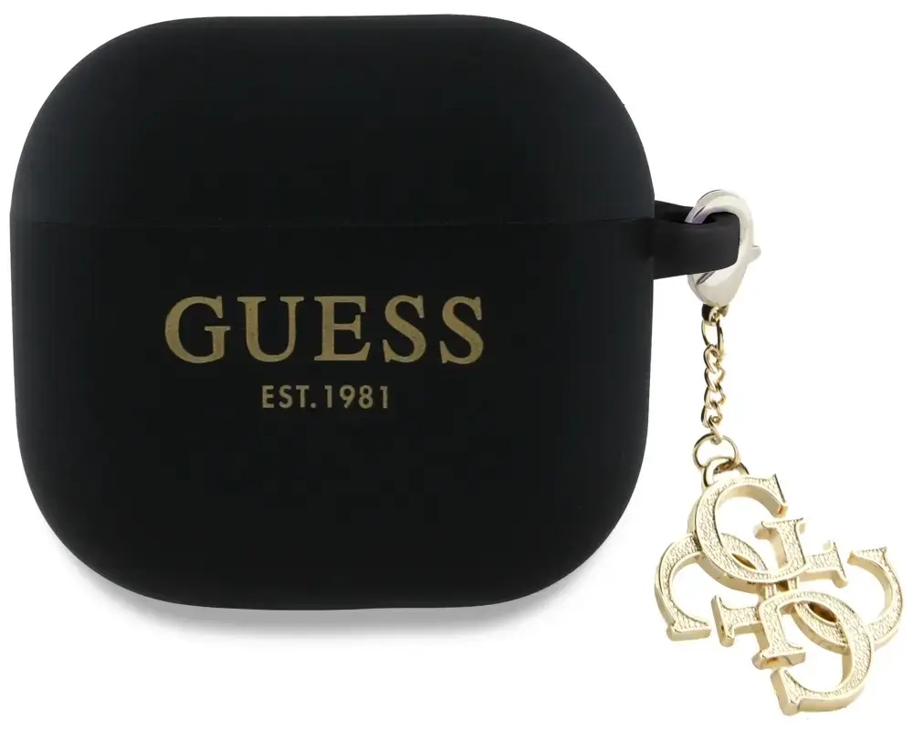 Guess GUA4LECG4K AirPods 4 cover          czarny|black Silicone 4G Charm