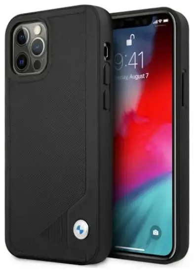 Etui BMW BMHCP12LRCDPK iPhone 12 Pro Max 6,7" czarny|black hardcase Leather Deboss