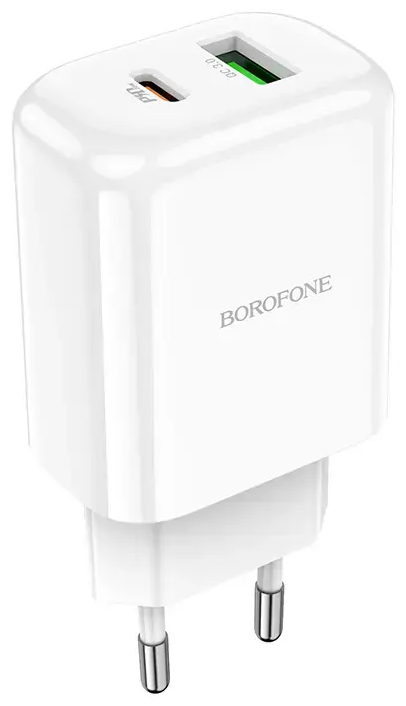 Borofone BN4 Potential reisilaadija | 20W | PD, QC | USB-C, USB-A | valge