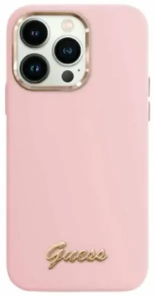 Guess GUHCP16XSMBSLP iPhone 16 Pro Max 6.9" różowy|pink hardcase Silicone Script Metal Logo & Frame