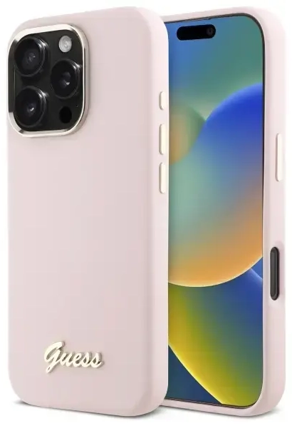 Guess GUHCP16LSMBSLP iPhone 16 Pro 6.3"   różowy|pink hardcase Silicone Script Metal Logo & Frame