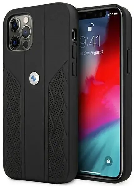 Etui BMW BMHCP12LRSPPK iPhone 12 Pro Max 6,7" czarny|black hardcase Leather Curve Perforate