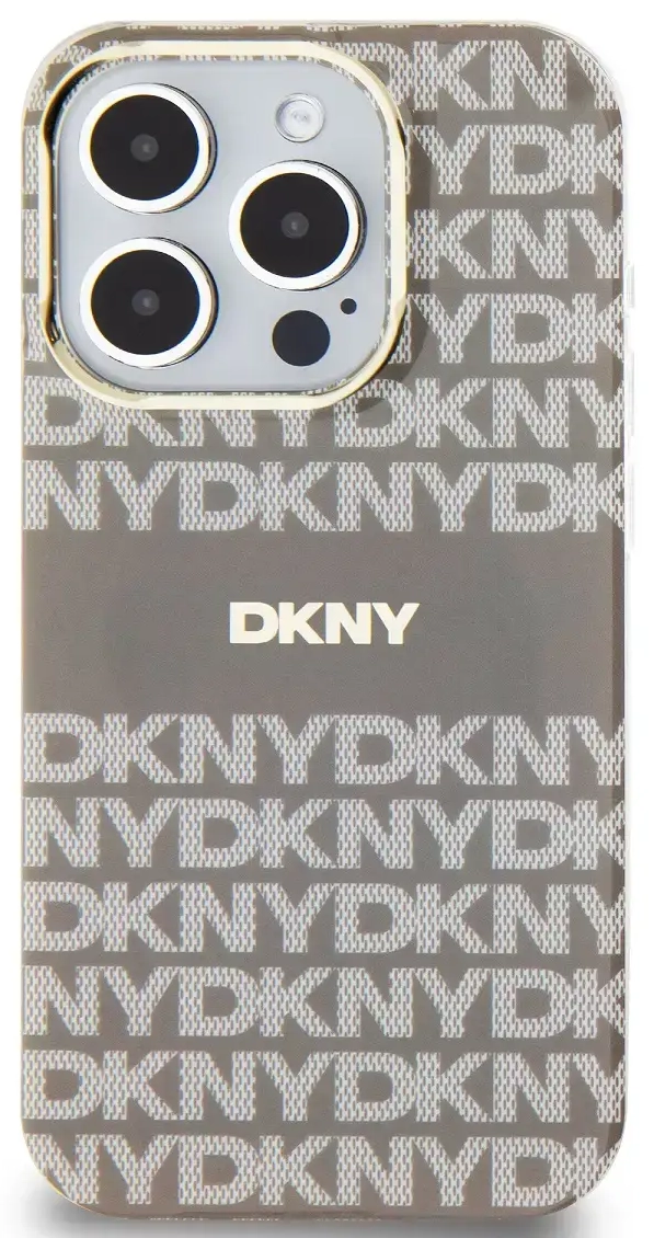 DKNY PC|TPU Repeat Pattern Tonal Stripe Magsafe Case for iPhone 14 Pro Max Beige
