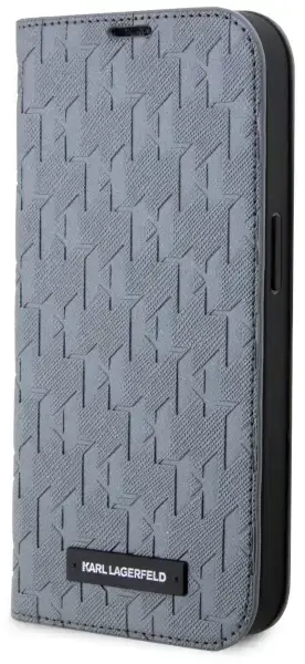 Karl Lagerfeld KLBKP14SSAKLHPG iPhone 14 6.1" bookcase srebrny|silver Saffiano Monogram