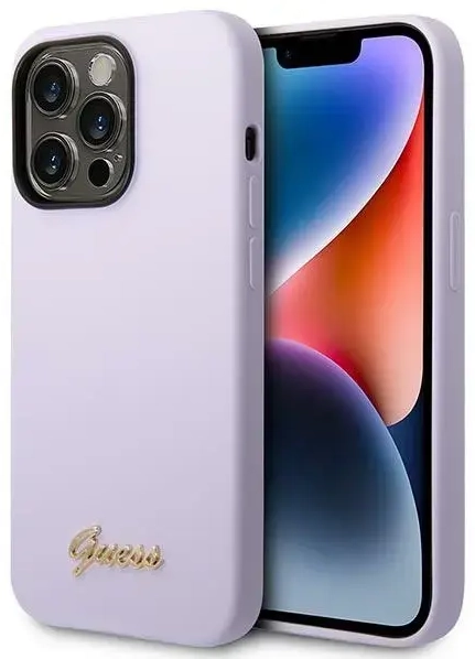 Guess GUHCP14XSLSMU iPhone 14 Pro Max 6,7" fioletowy|purple hard case Silicone Vintage Gold Logo