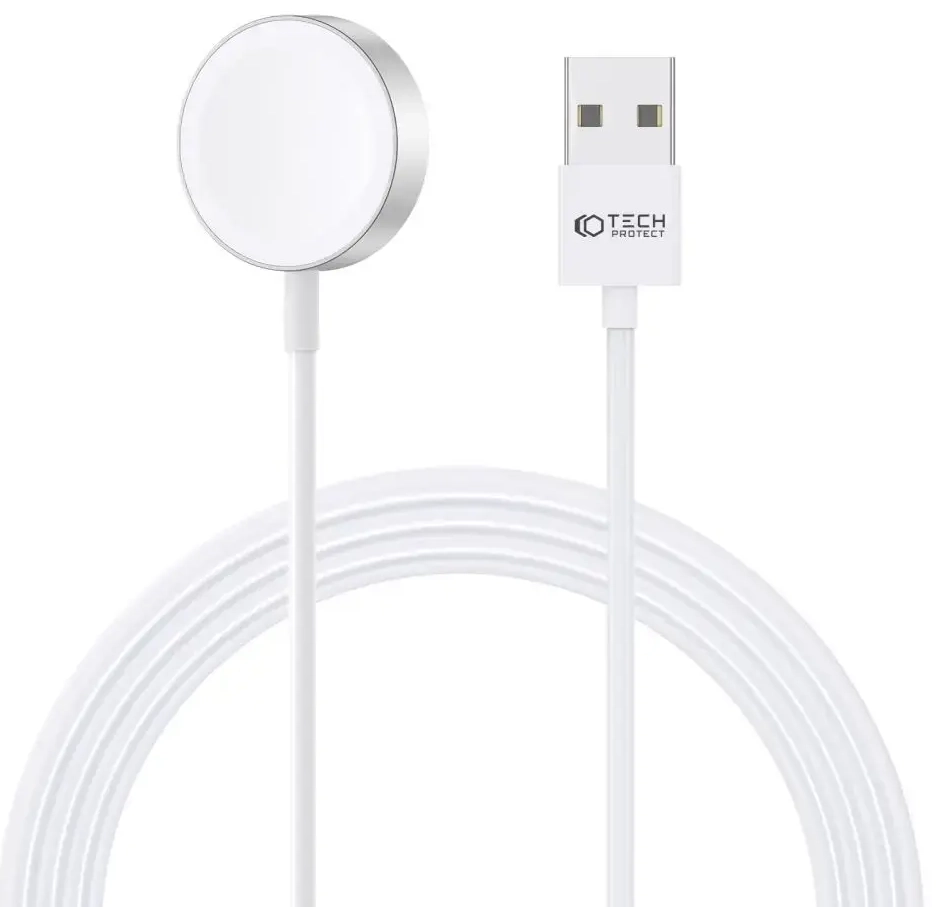 Tech-Protect UltraBoost magnetic inductive charger with USB-A connector for Apple Watch 1.2m - white