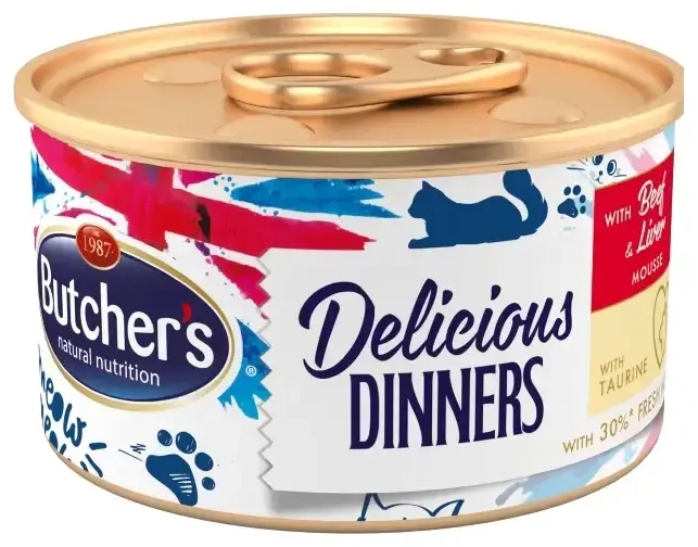 Konservuotas kačių ėdalas - Butchers WCC Classic DD beef|liver mousse 85g